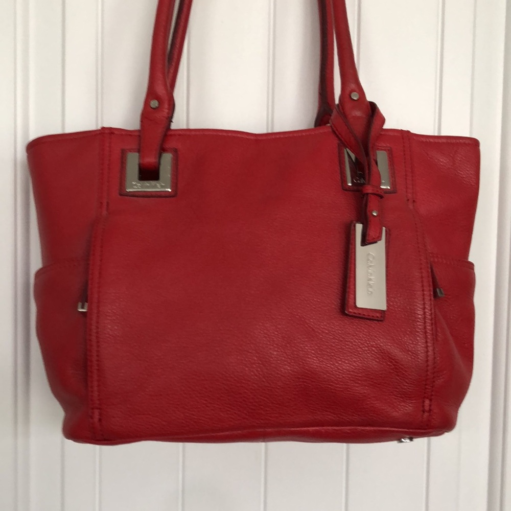 Calvin Klein Red Leather Handbag In Preloved & Gently Used Condition! - Picture 9 of 14
